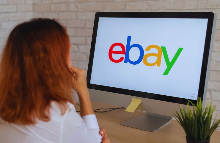 donna che guarda ebay su PC