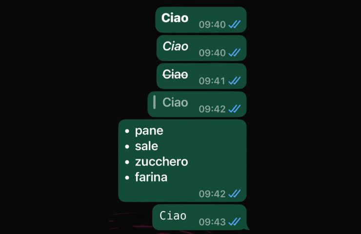 formattazione whatsapp